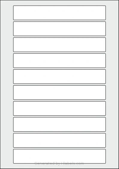 Flexilabels® FK10 template with 10 rectangular 163 x 25 millimeter labels per sheet, on A4-size adhesive blank label sheets.