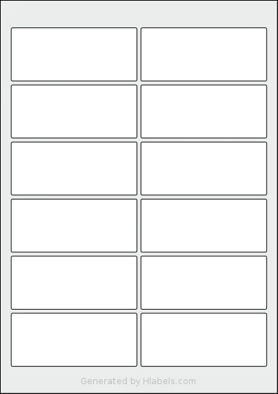 Flexilabels® FK12 template with 12 rectangular 95 x 40 millimeter labels per sheet, on A4-size adhesive blank label sheets.