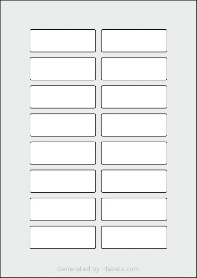 Flexilabels® FK16 template with 16 rectangular 70 x 24 millimeter labels per sheet, on A4-size adhesive blank label sheets.