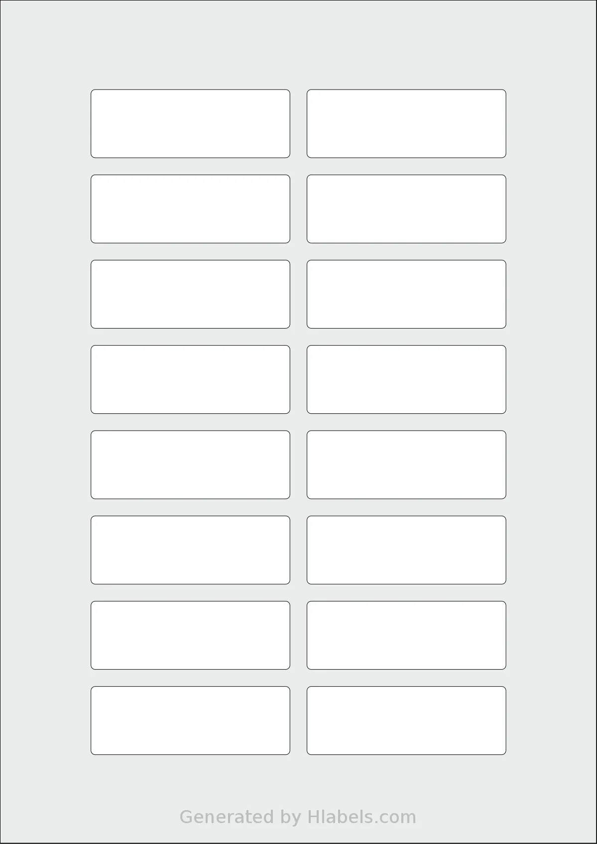Flexilabels® FK16 template with 16 rectangular 70 x 24 millimeter labels per sheet, on A4-size adhesive blank label sheets.