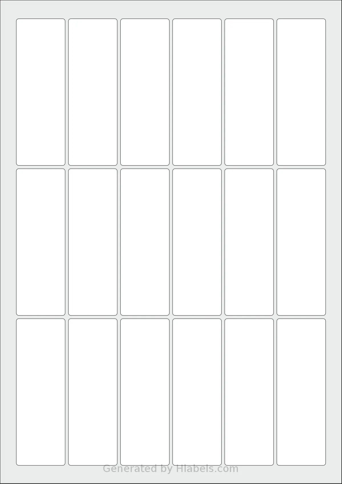Flexilabels® FK18 template with 18 rectangular 30 x 90 millimeter labels per sheet, on A4-size adhesive blank label sheets.