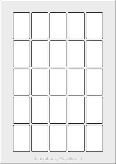 Flexilabels® FK25 template with 25 rectangular 30 x 48 millimeter labels per sheet, on A4-size adhesive blank label sheets.