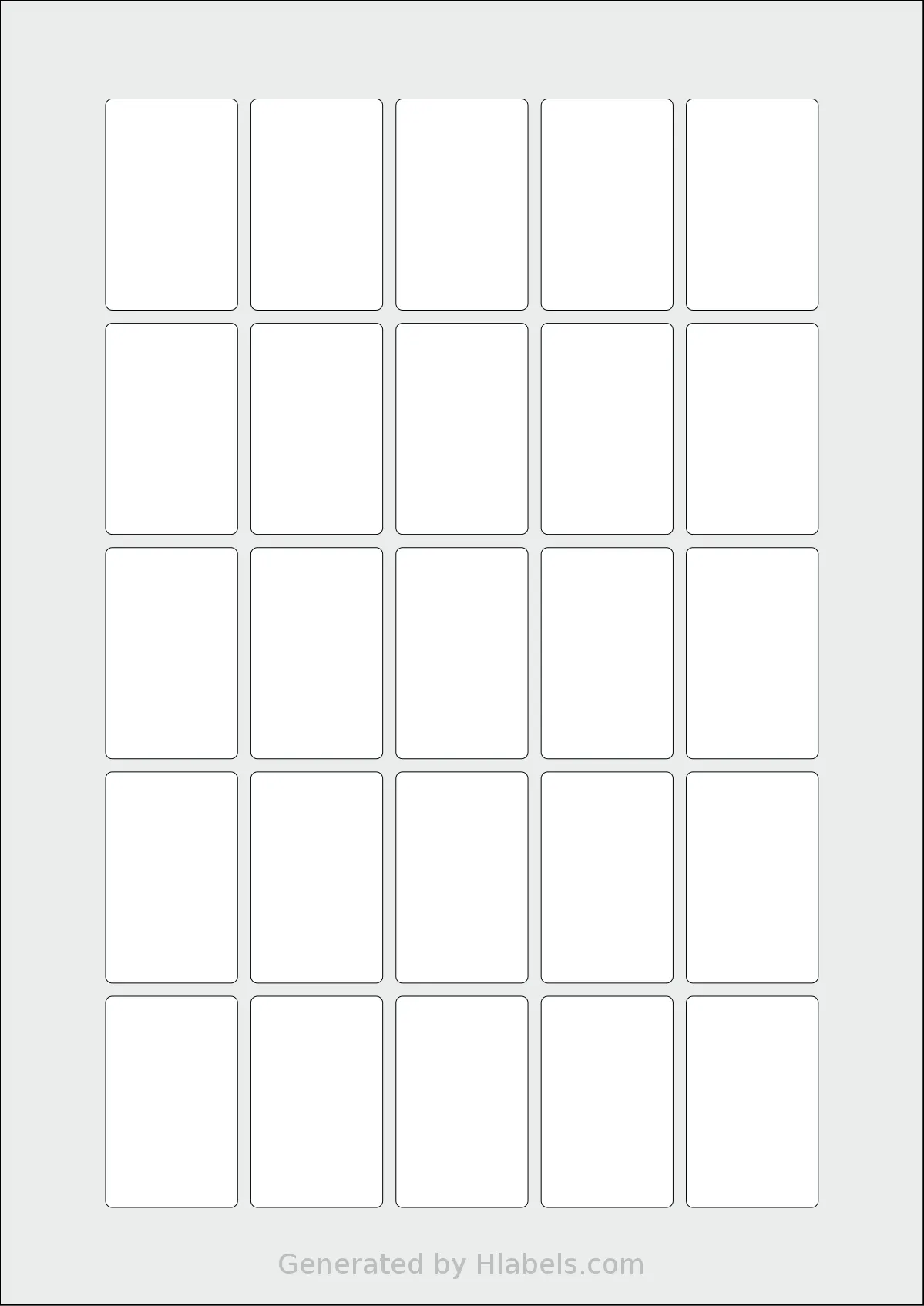 Flexilabels® FK25 template with 25 rectangular 30 x 48 millimeter labels per sheet, on A4-size adhesive blank label sheets.
