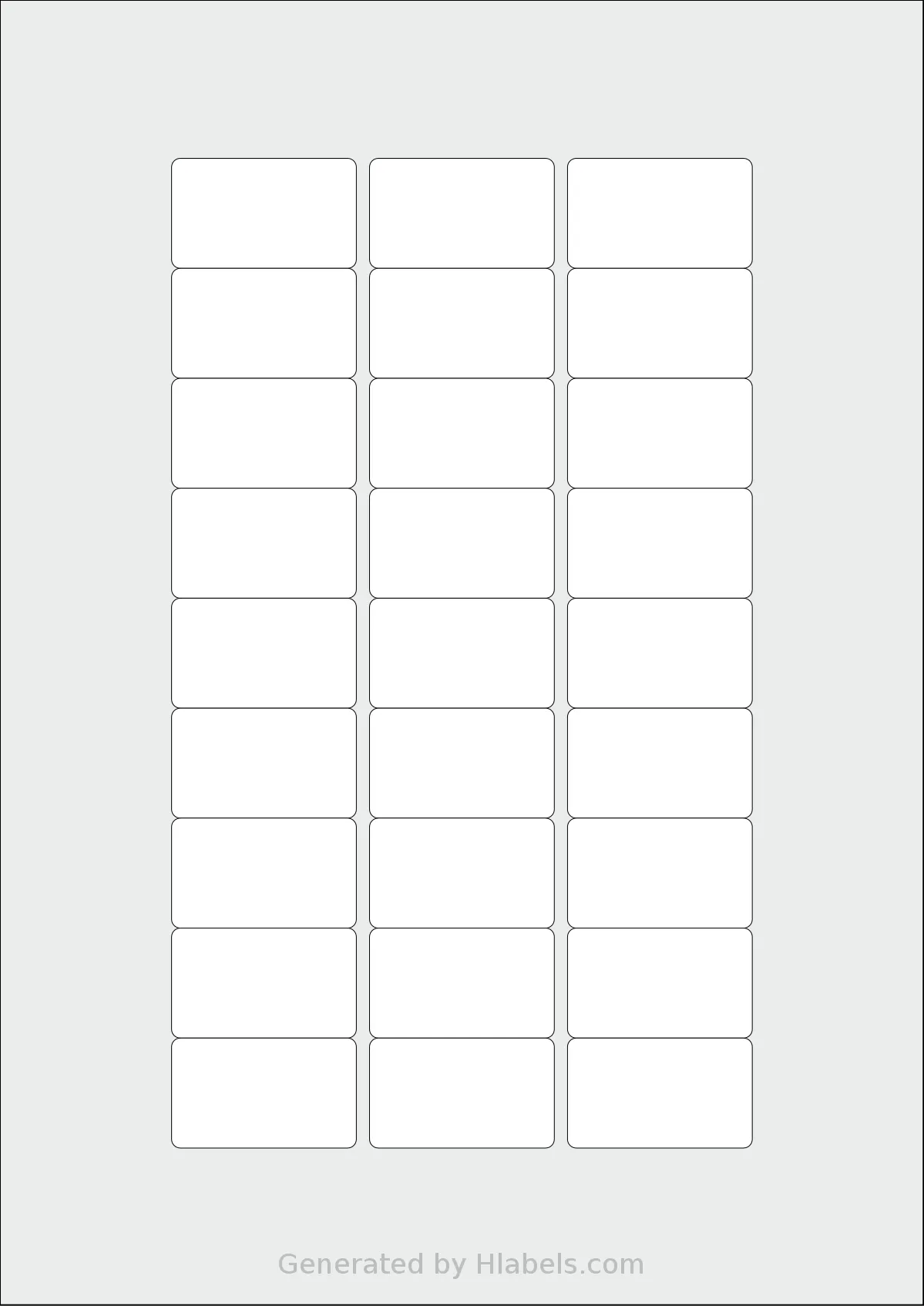 Flexilabels® FK27 template with 27 rectangular 42 x 25 millimeter labels per sheet, on A4-size adhesive blank label sheets.