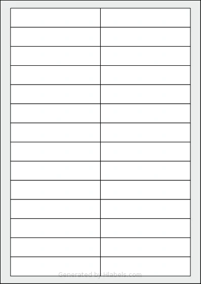 Flexilabels® FK28 template with 28 rectangular 94 x 20 millimeter labels per sheet, on A4-size adhesive blank label sheets.