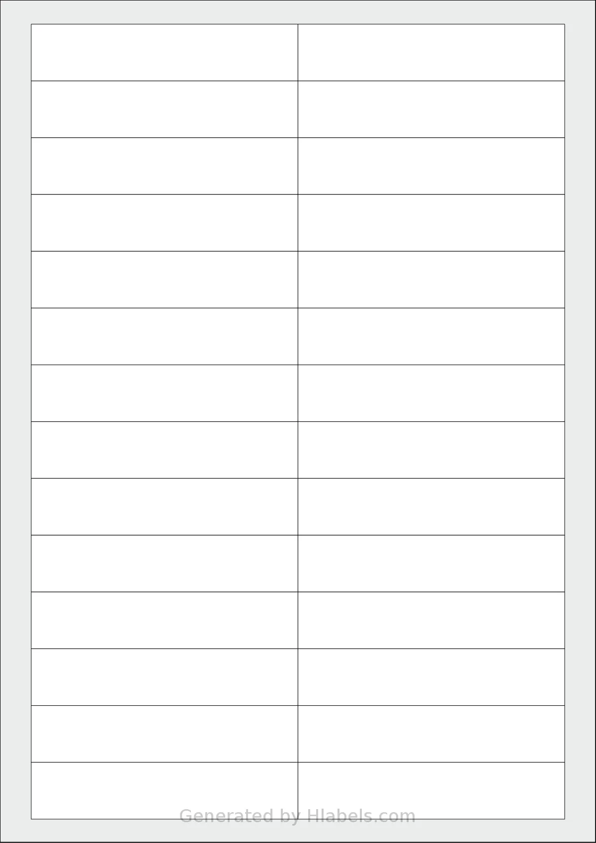 Flexilabels® FK28 template with 28 rectangular 94 x 20 millimeter labels per sheet, on A4-size adhesive blank label sheets.