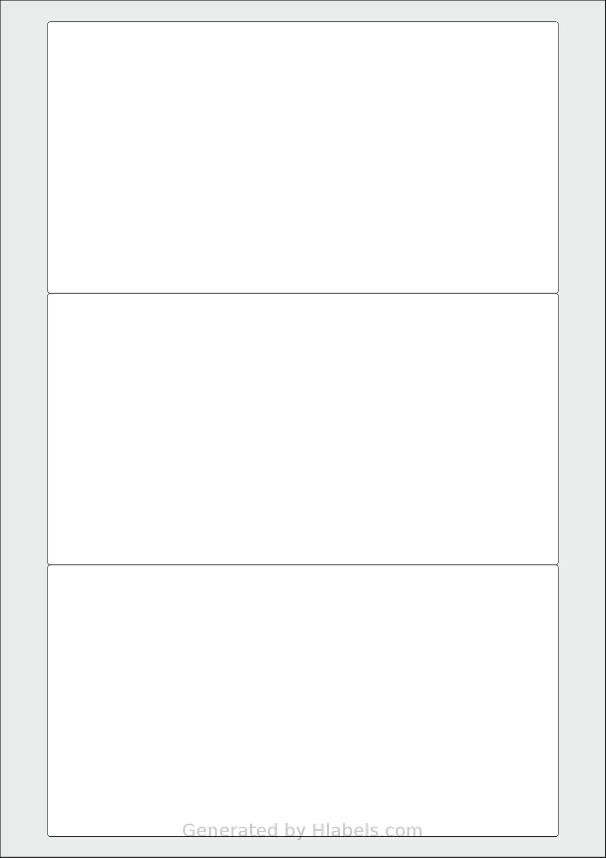 Flexilabels® FK3 template with 3 rectangular 177 x 94 millimeter labels per sheet, on A4-size adhesive blank label sheets.