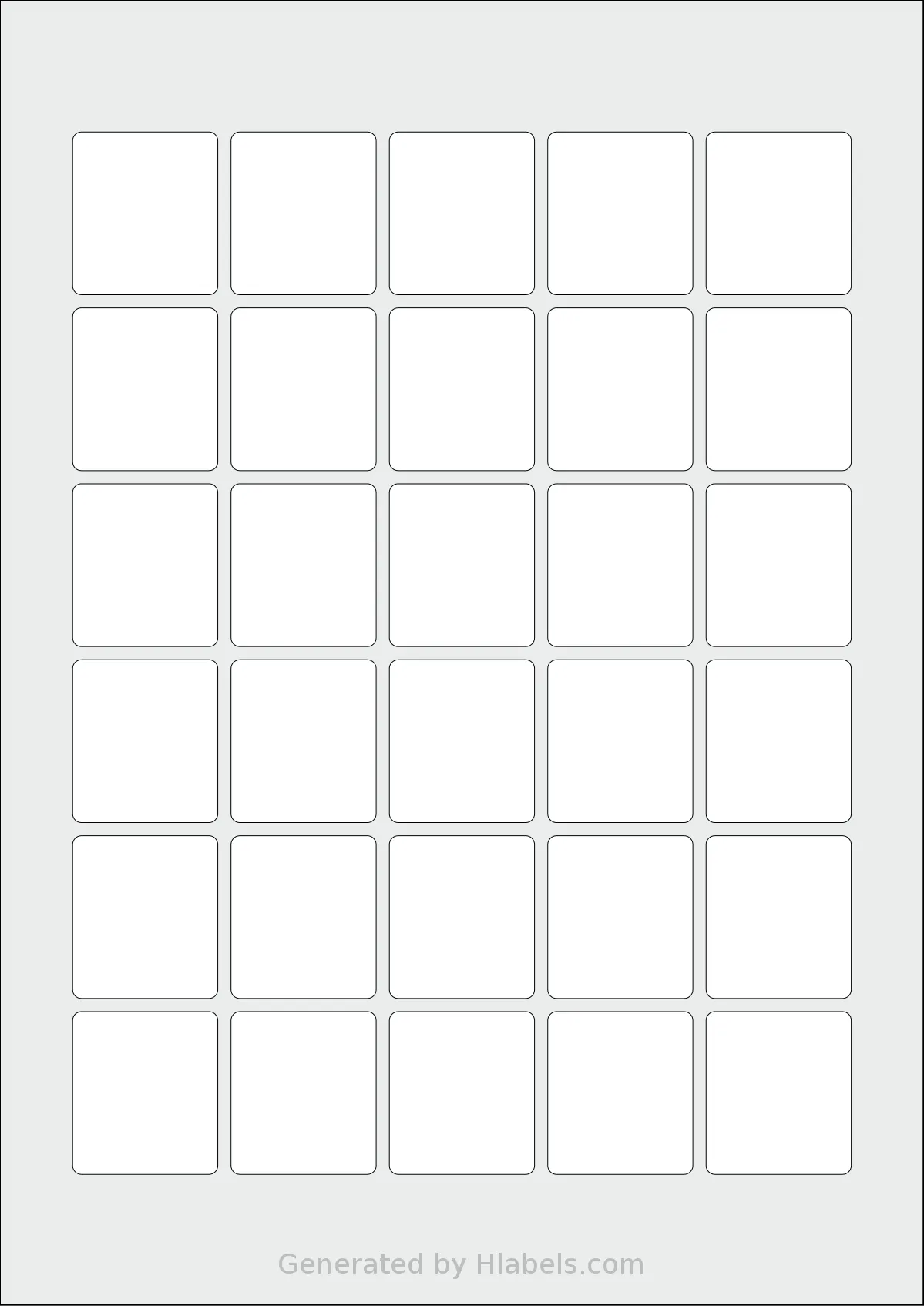 Flexilabels® FK30 template with 30 rectangular 33 x 37 millimeter labels per sheet, on A4-size adhesive blank label sheets.
