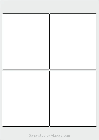 Flexilabels® FK4 template with 4 rectangular 100 x 118 millimeter labels per sheet, on A4-size adhesive blank label sheets.