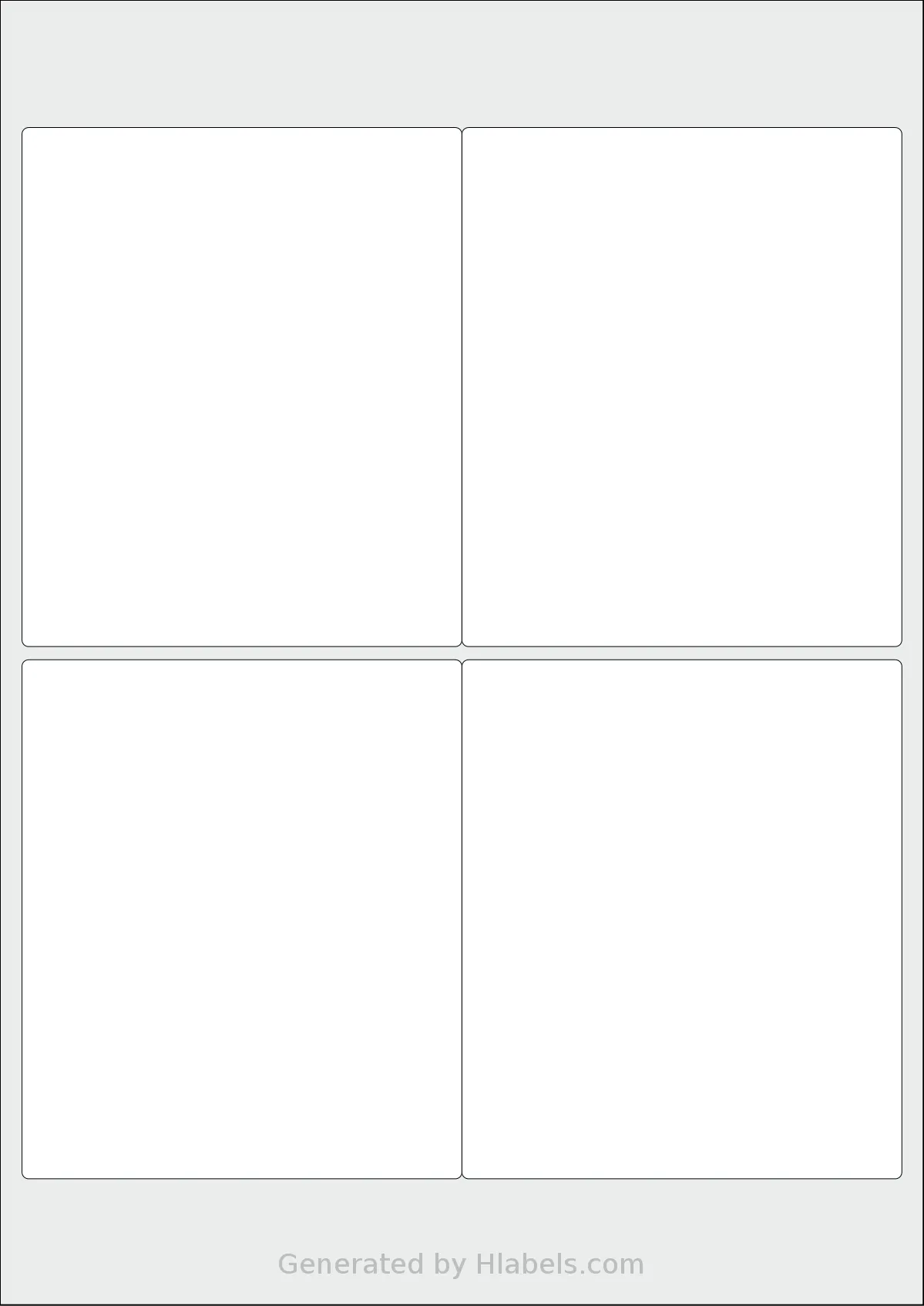 Flexilabels® FK4 template with 4 rectangular 100 x 118 millimeter labels per sheet, on A4-size adhesive blank label sheets.