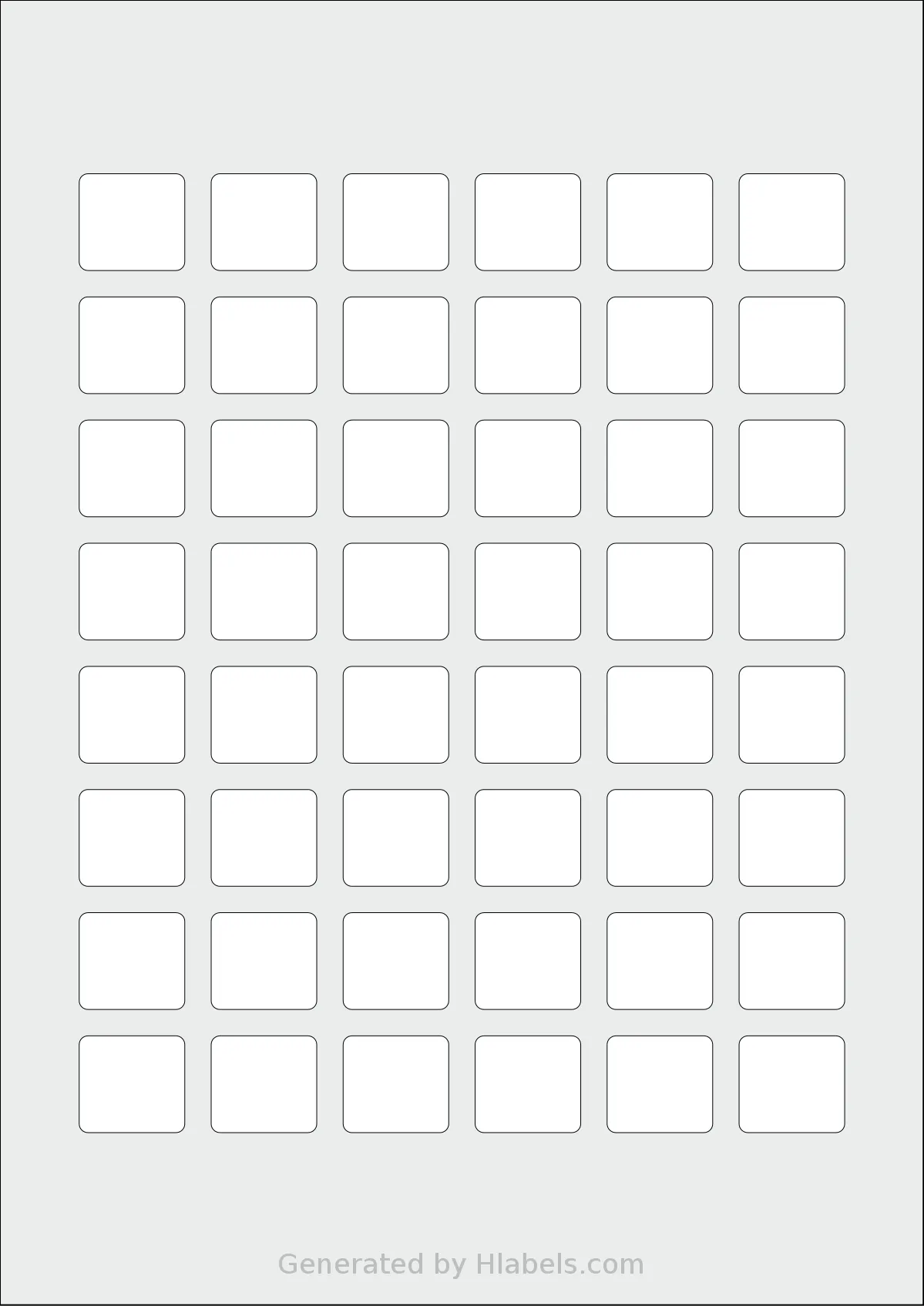 Flexilabels® FK48 template with 48 rectangular 24 x 22 millimeter labels per sheet, on A4-size adhesive blank label sheets.