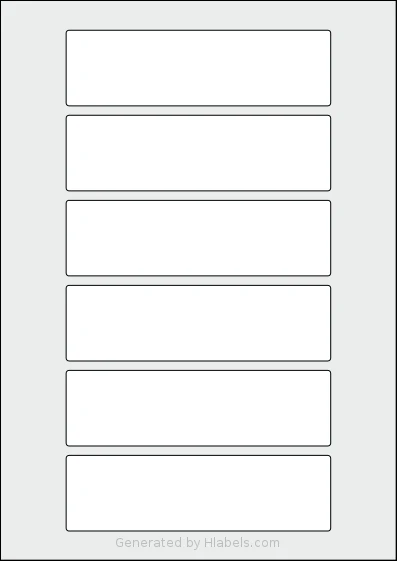Flexilabels® FK6 template with 6 rectangular 140 x 40 millimeter labels per sheet, on A4-size adhesive blank label sheets.