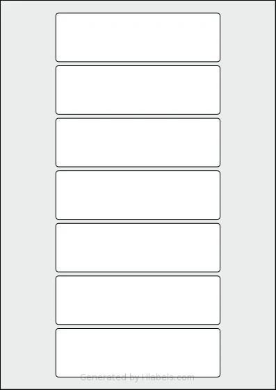 Flexilabels® FK7 template with 7 rectangular 125 x 37 millimeter labels per sheet, on A4-size adhesive blank label sheets.