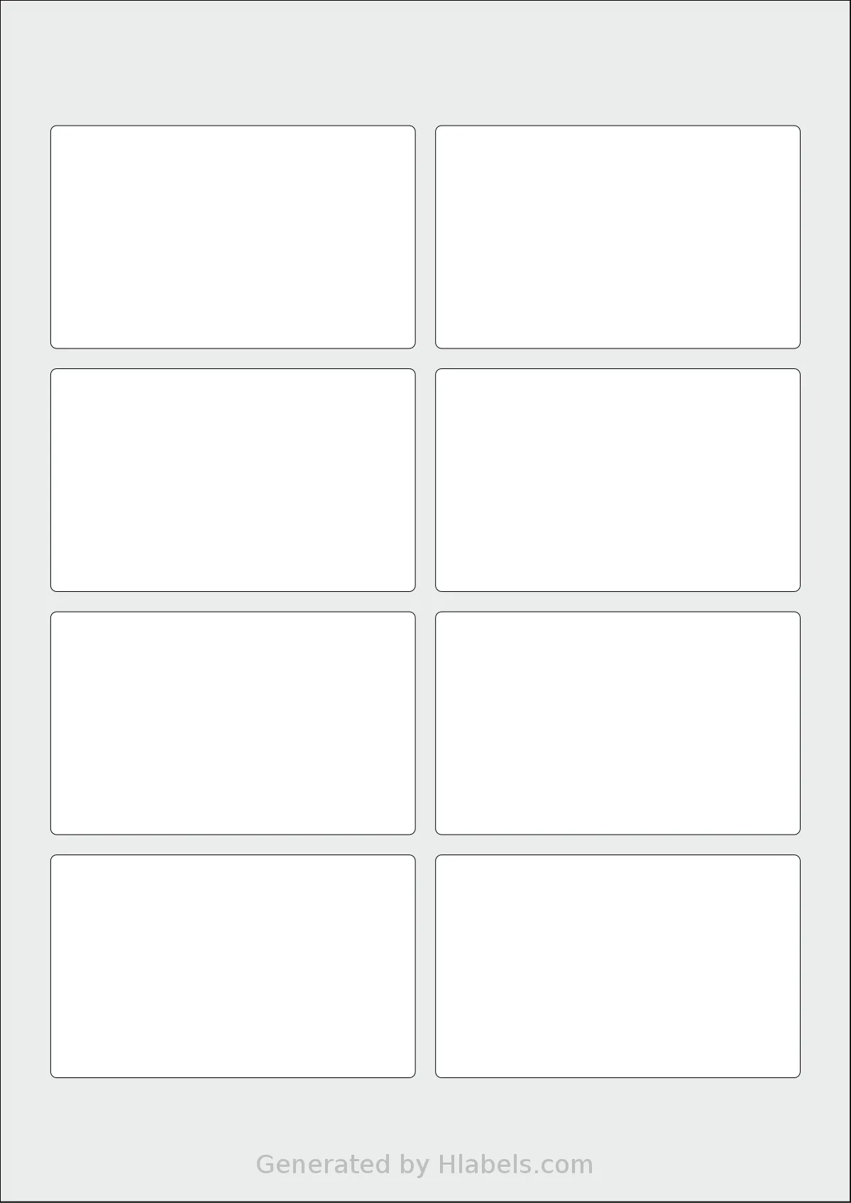 Flexilabels® FK8 template with 8 rectangular 90 x 55 millimeter labels per sheet, on A4-size adhesive blank label sheets.