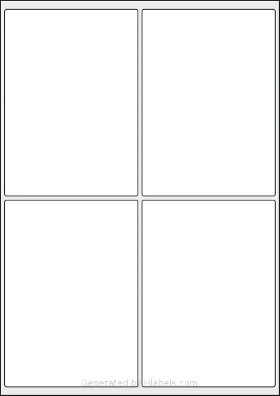 Flexilabels® FKL4 template with 4 rectangular 100 x 140 millimeter labels per sheet, on A4-size adhesive blank label sheets.