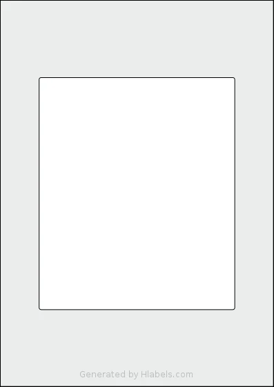 Flexilabels® FL1 template with 1 rectangular 150 x 178 millimeter labels per sheet, on A4-size adhesive blank label sheets.