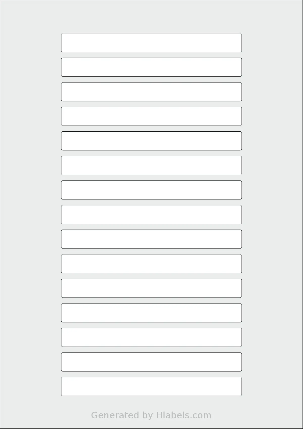 Flexilabels® FL15 template with 15 rectangular 125 x 13 millimeter labels per sheet, on A4-size adhesive blank label sheets.