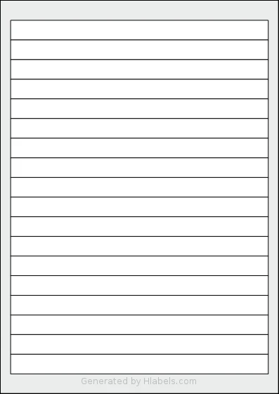 Flexilabels® FL18 template with 18 rectangular 194 x 14.8 millimeter labels per sheet, on A4-size adhesive blank label sheets.