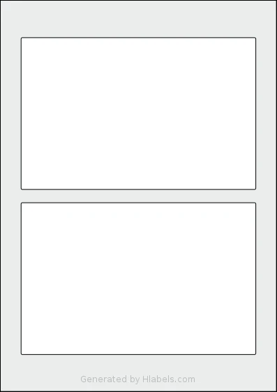 Flexilabels® FL2 template with 2 rectangular 178 x 115 millimeter labels per sheet, on A4-size adhesive blank label sheets.