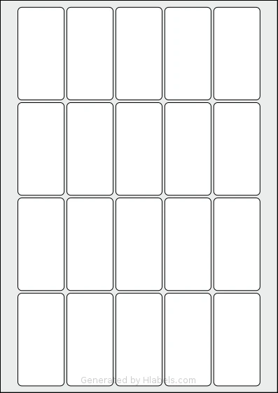 Flexilabels® FL20 template with 20 rectangular 35 x 70 millimeter labels per sheet, on A4-size adhesive blank label sheets.