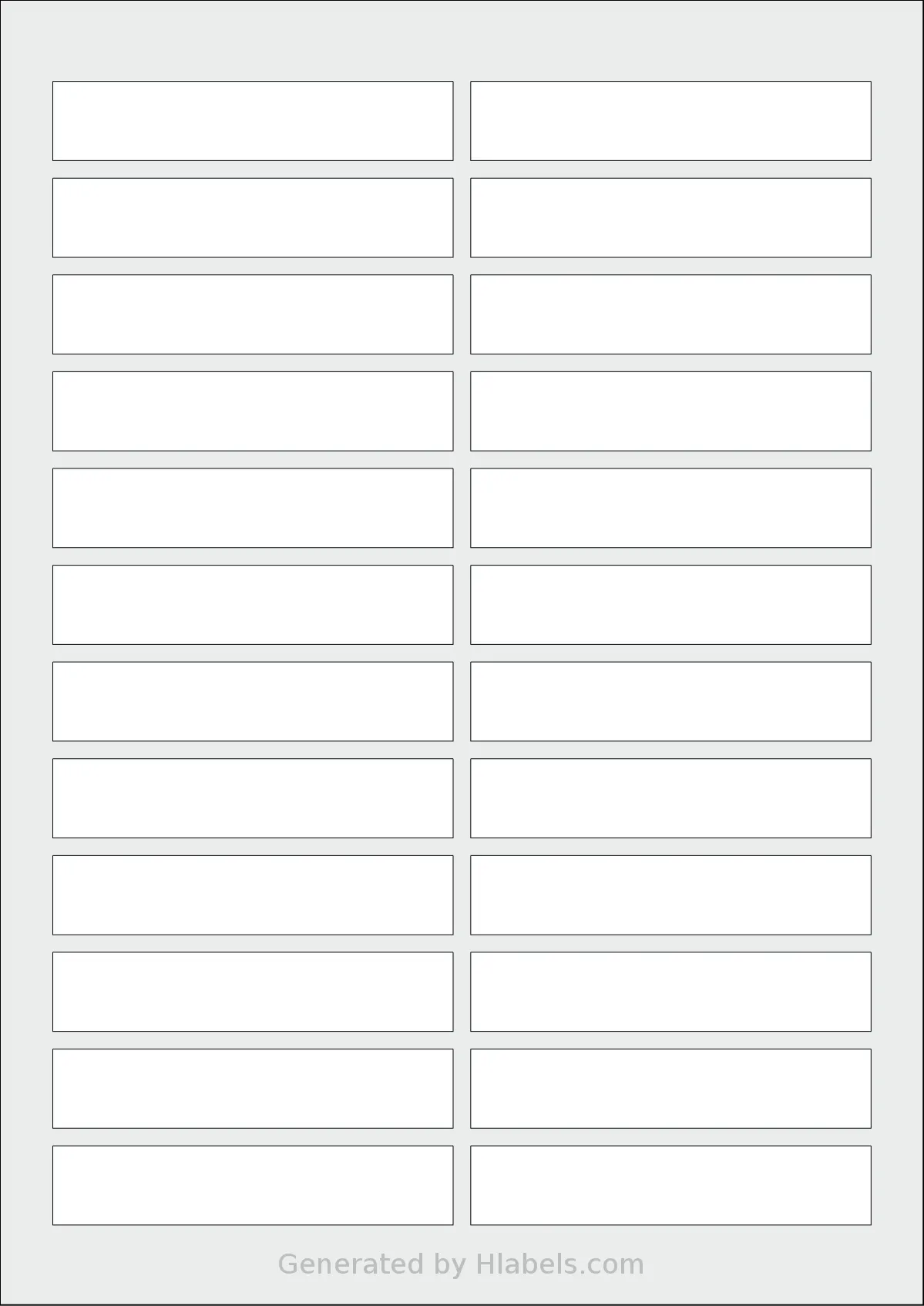 Flexilabels® FL24 template with 24 rectangular 91 x 18 millimeter labels per sheet, on A4-size adhesive blank label sheets.