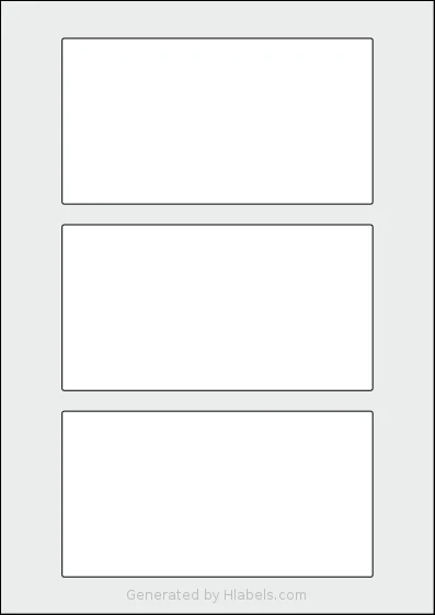 Flexilabels® FL3 template with 3 rectangular 150 x 80 millimeter labels per sheet, on A4-size adhesive blank label sheets.