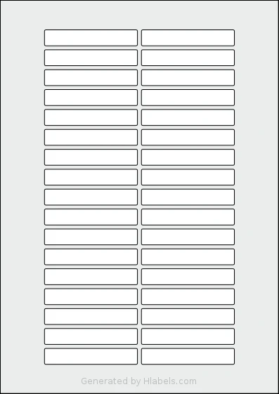Flexilabels® FL34 template with 34 rectangular 70 x 12 millimeter labels per sheet, on A4-size adhesive blank label sheets.