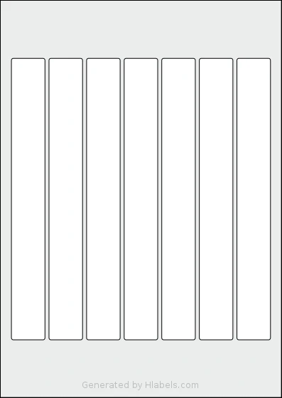 Flexilabels® FL7 template with 7 rectangular 25 x 210 millimeter labels per sheet, on A4-size adhesive blank label sheets.