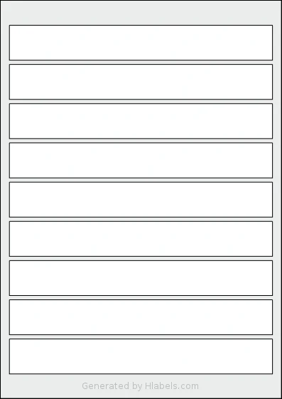 Flexilabels® FL9 template with 9 rectangular 196 x 26 millimeter labels per sheet, on A4-size adhesive blank label sheets.