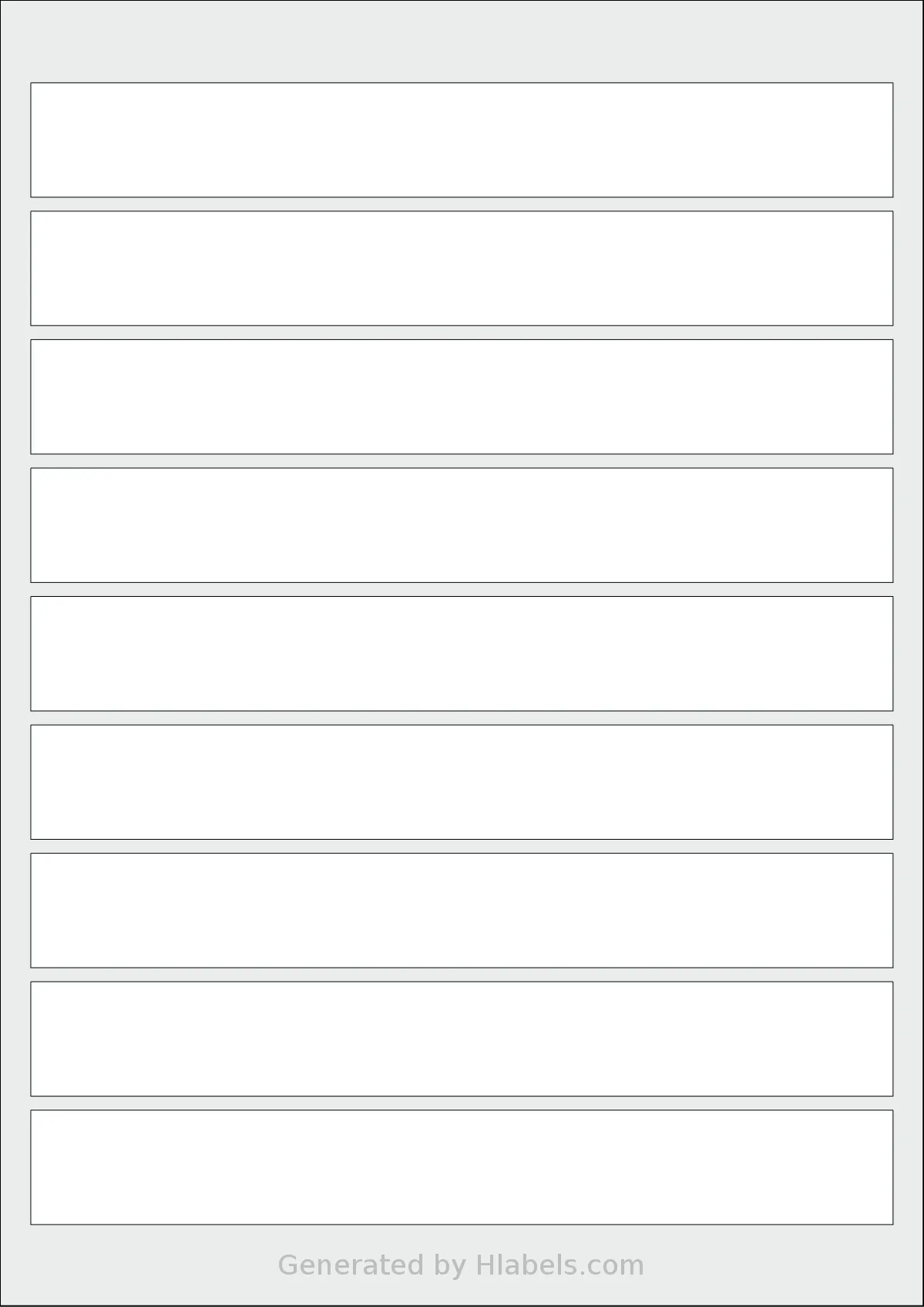 Flexilabels® FL9 template with 9 rectangular 196 x 26 millimeter labels per sheet, on A4-size adhesive blank label sheets.