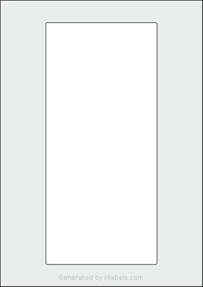 Flexilabels® FLE1 template with 1 rectangular 115 x 250 millimeter labels per sheet, on A4-size adhesive blank label sheets.