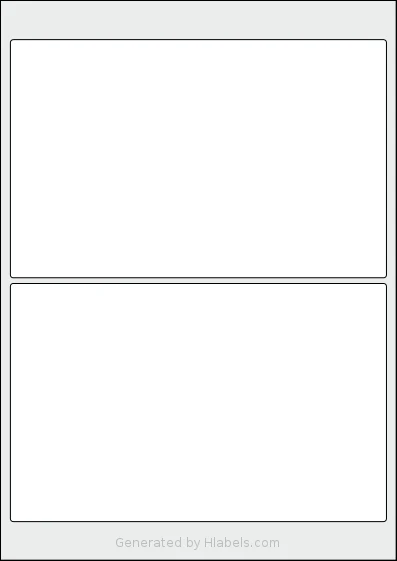 Flexilabels® FLR2 template with 2 rectangular 199 x 126 millimeter labels per sheet, on A4-size adhesive blank label sheets.