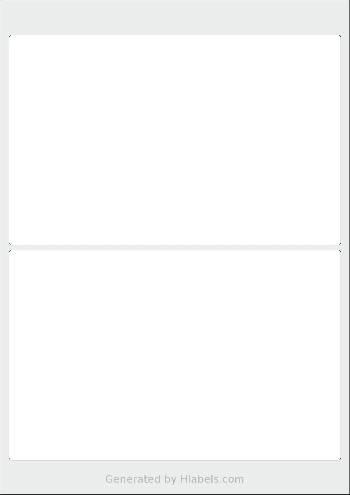 Flexilabels® FLR2 template with 2 rectangular 199 x 126 millimeter labels per sheet, on A4-size adhesive blank label sheets.