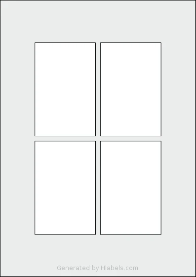 Flexilabels® FLX4 template with 4 rectangular 65 x 100 millimeter labels per sheet, on A4-size adhesive blank label sheets.