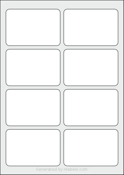 Flexilabels® FLX8 template with 8 rectangular 92 x 62 millimeter labels per sheet, on A4-size adhesive blank label sheets.