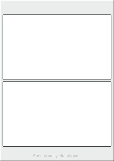 Flexilabels® FM2 template with 2 rectangular 200 x 120 millimeter labels per sheet, on A4-size adhesive blank label sheets.