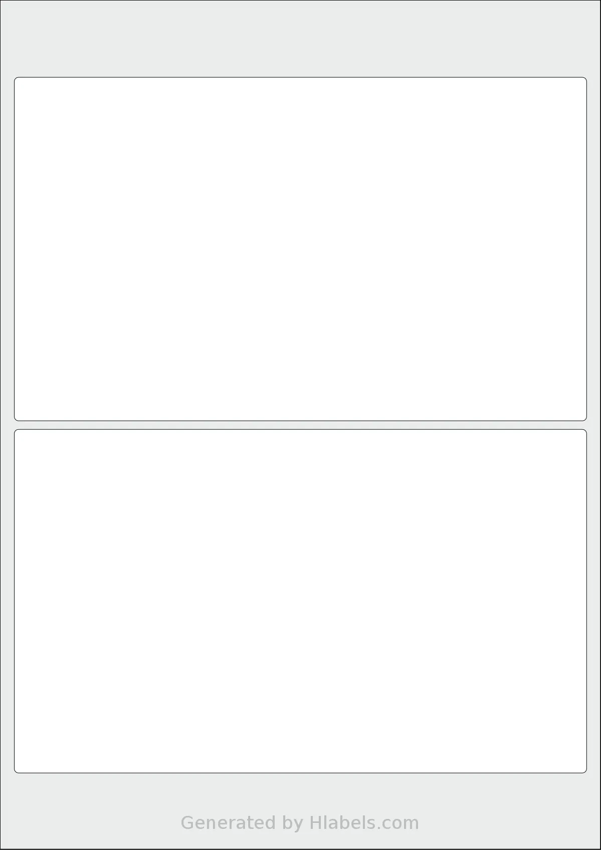 Flexilabels® FM2 template with 2 rectangular 200 x 120 millimeter labels per sheet, on A4-size adhesive blank label sheets.
