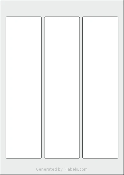 Flexilabels® FMB3 template with 3 rectangular 60 x 240 millimeter labels per sheet, on A4-size adhesive blank label sheets.