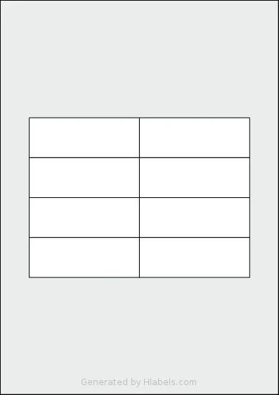 Flexilabels® FMO8 template with 8 rectangular 83 x 30 millimeter labels per sheet, on A4-size adhesive blank label sheets.
