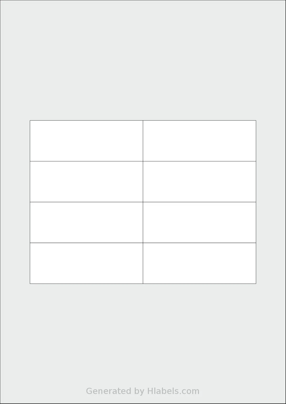 Flexilabels® FMO8 template with 8 rectangular 83 x 30 millimeter labels per sheet, on A4-size adhesive blank label sheets.