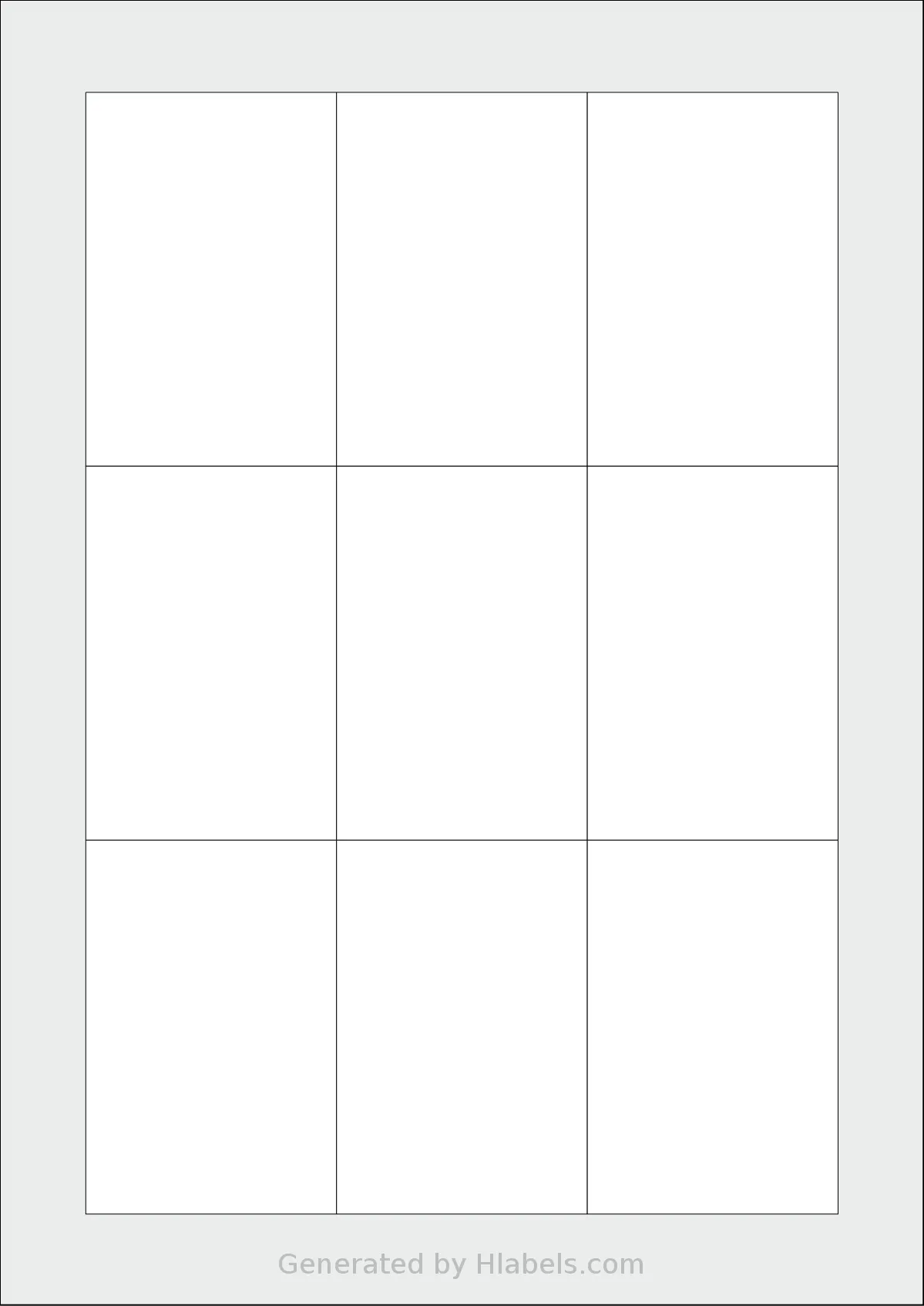 Flexilabels® FMO9 template with 9 rectangular 57 x 85 millimeter labels per sheet, on A4-size adhesive blank label sheets.