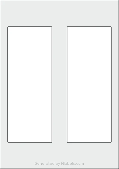 Flexilabels® FN2 template with 2 rectangular 78 x 204 millimeter labels per sheet, on A4-size adhesive blank label sheets.