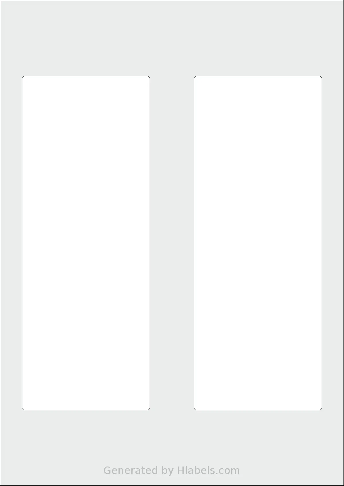 Flexilabels® FN2 template with 2 rectangular 78 x 204 millimeter labels per sheet, on A4-size adhesive blank label sheets.
