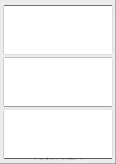Flexilabels® FN3 template with 3 rectangular 196 x 88 millimeter labels per sheet, on A4-size adhesive blank label sheets.