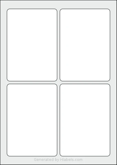 Flexilabels® FN4 template with 4 rectangular 90 x 130 millimeter labels per sheet, on A4-size adhesive blank label sheets.