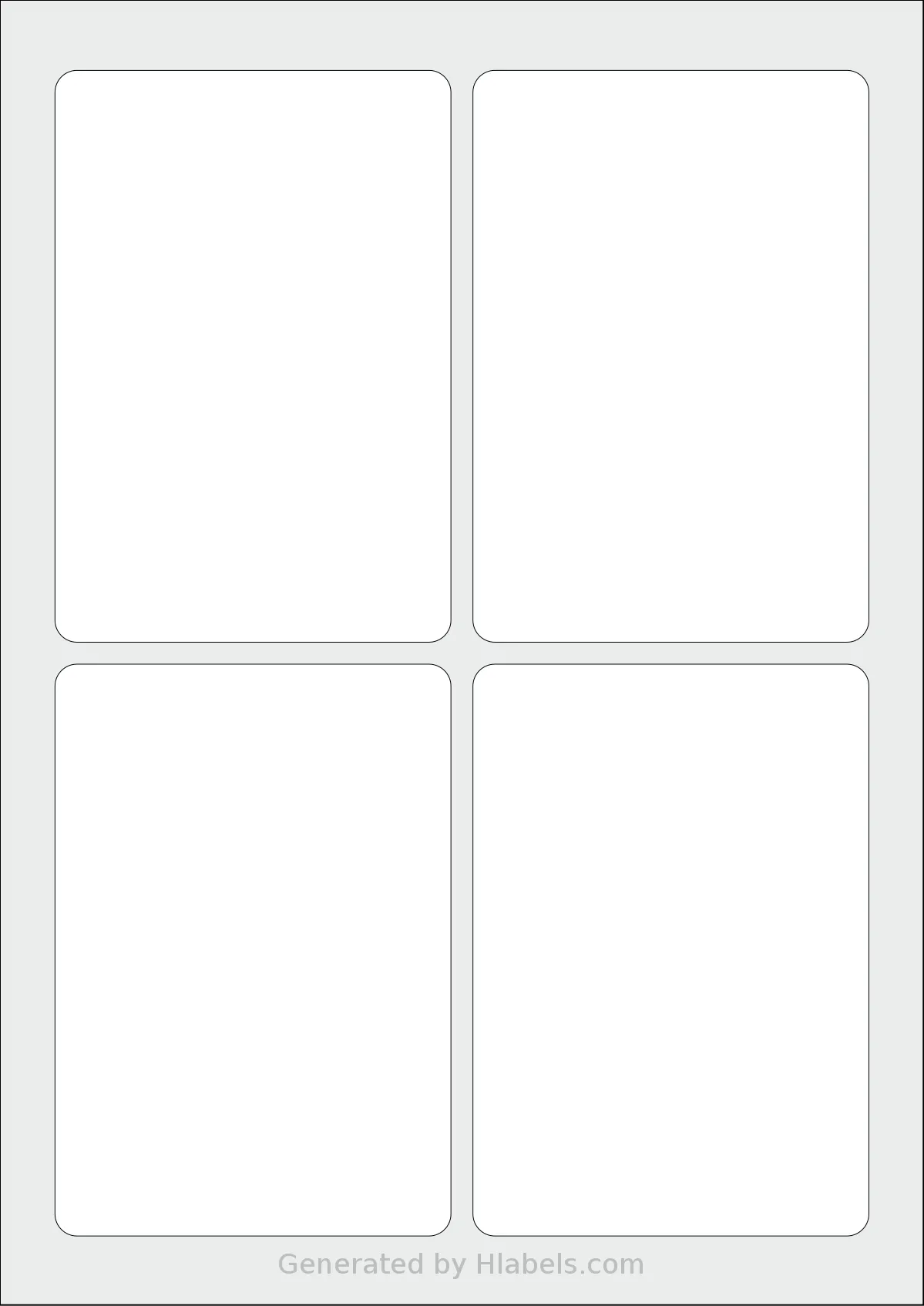 Flexilabels® FN4 template with 4 rectangular 90 x 130 millimeter labels per sheet, on A4-size adhesive blank label sheets.