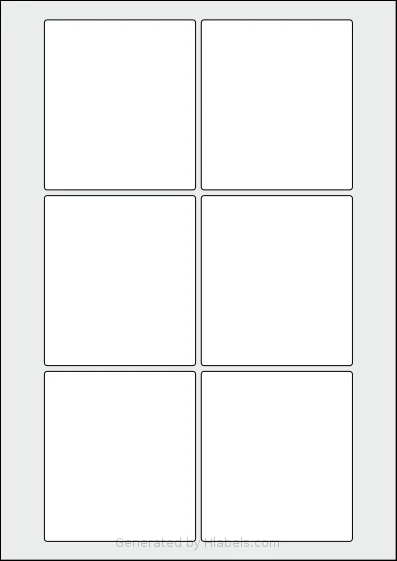 Flexilabels® FN6 template with 6 rectangular 80 x 90 millimeter labels per sheet, on A4-size adhesive blank label sheets.