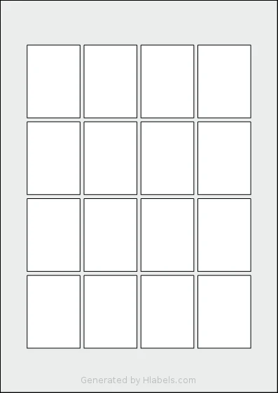 Flexilabels® FP16 template with 16 rectangular 40 x 55 millimeter labels per sheet, on A4-size adhesive blank label sheets.