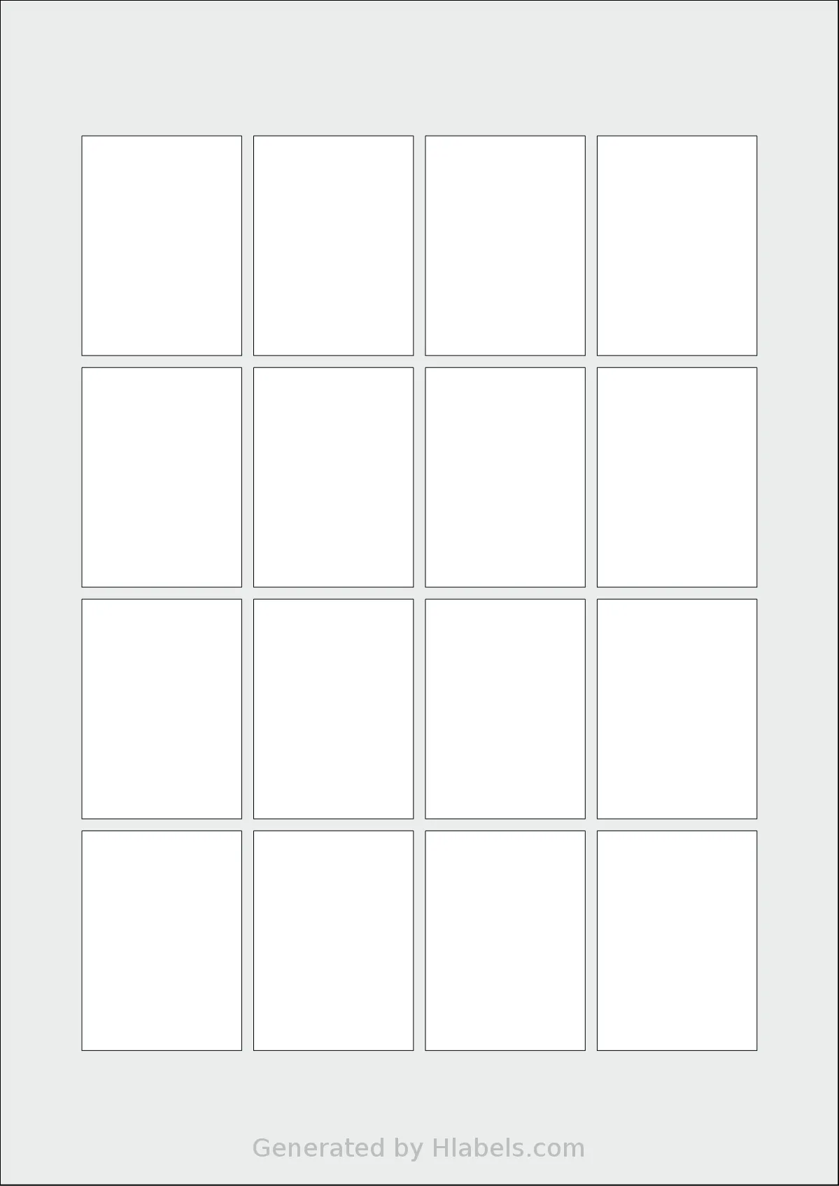 Flexilabels® FP16 template with 16 rectangular 40 x 55 millimeter labels per sheet, on A4-size adhesive blank label sheets.