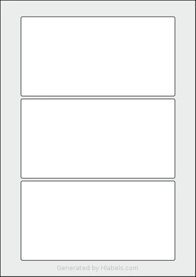 Flexilabels® FP3 template with 3 rectangular 165 x 85 millimeter labels per sheet, on A4-size adhesive blank label sheets.